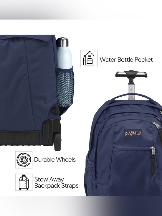 jansport backpack driver 8 Rolling Wheeled Travel Bag 36 Liters and a padded 15 laptop sleeve Jansport Driver 8 Wheeled Backpack